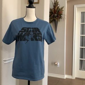 Star Wars solid blue graphic short sleeve top Episode IV, A New Hope on back